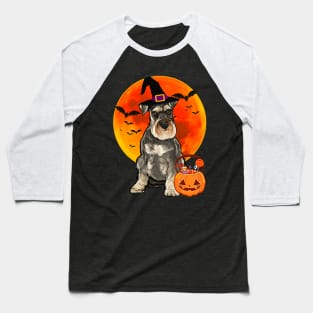 Dog Halloween Miniature Schnauzer Jack O Lantern Pumpkin Baseball T-Shirt